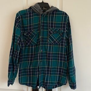 Flannel Button Down with Hood